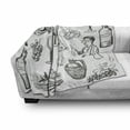 thumbnail image 3 of Wine Soft Flannel Fleece Throw Blanket, Hand Drawn Wine Set in Sketch Style Vintage Gourmet Country Themed Artwork, Cozy Plush for Indoor and Outdoor Use, 70" x 90", Charcoal Grey White, by Ambesonne, 3 of 6
