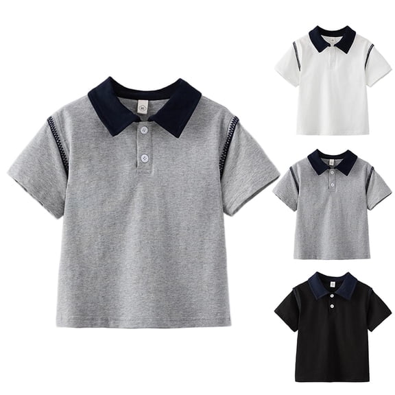 breaise Toddler Boys Short Sleeve Shirt Summer Solid Color Dress Shirt Cute School Unformal 2-14 Years