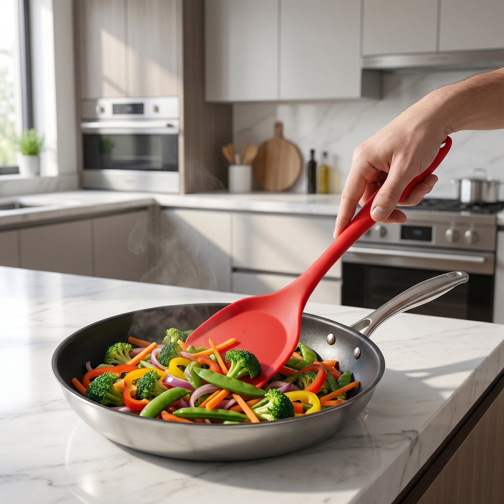 Unique Bargains Portable Kitchen Utensil Spatula Ideal for Flipping Red 13.8x3.9 in