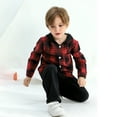 thumbnail image 4 of Younger Tree Toddler Baby Boys Kids Flannel Plaid Shirt Outfits Set Winter Christmas Hoodie Top Pants Clothes 2 PCS for 18-24 Months, 4 of 8