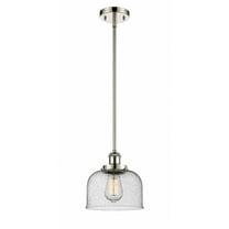 916-1S-PN-G74-Innovations Lighting-Bell - 1 Light Stem Hung Mini Pendant In Industrial Style-10 Inches Tall and 8 Inches Wide-Polished Nickel