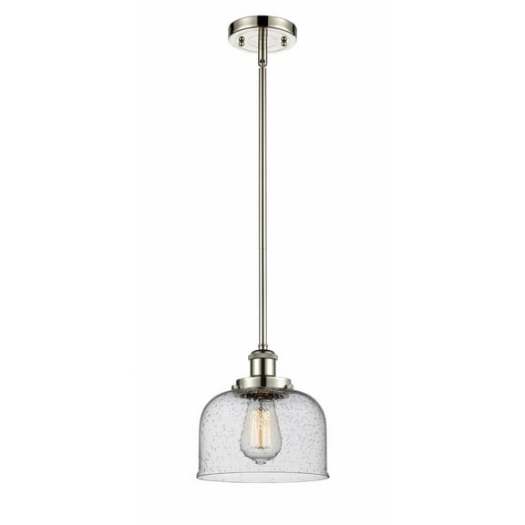916-1S-PN-G74-Innovations Lighting-Bell - 1 Light Stem Hung Mini Pendant In Industrial Style-10 Inches Tall and 8 Inches Wide-Polished Nickel