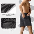 thumbnail image 4 of Mens 5" Cotton Sweat Shorts with 3 Zipper Pockets & Elastic Waist Drawstring for Casual Running Lounge Gym, 4 of 7