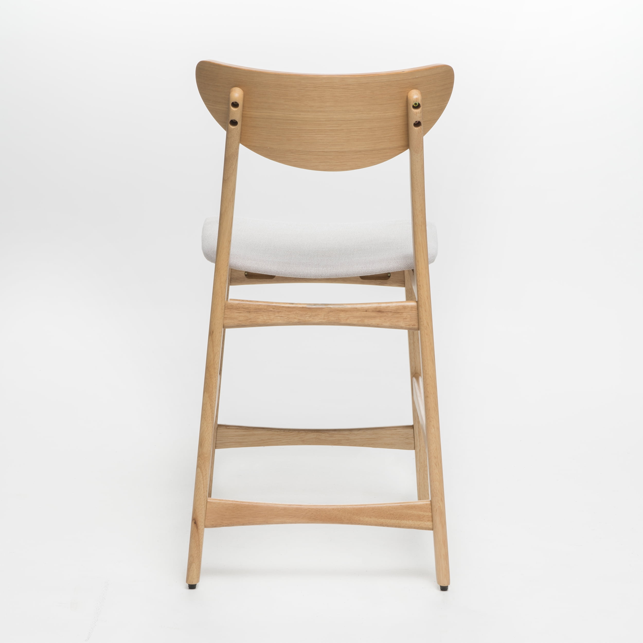 Noble House Gillian Indoor Fabric Counter Chair, Set of 2, Light Beige, Oak