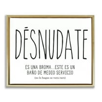 Stupell Industries Desnúdate Broma Para el Baño Bath & Laundry Painting Gold Floater Framed Art Print Wall Art, 21 x 17