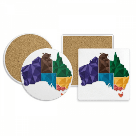 

Australia Map Territory State Colorful Coaster Cup Mug Holder Absorbent Stone Cork Base Set