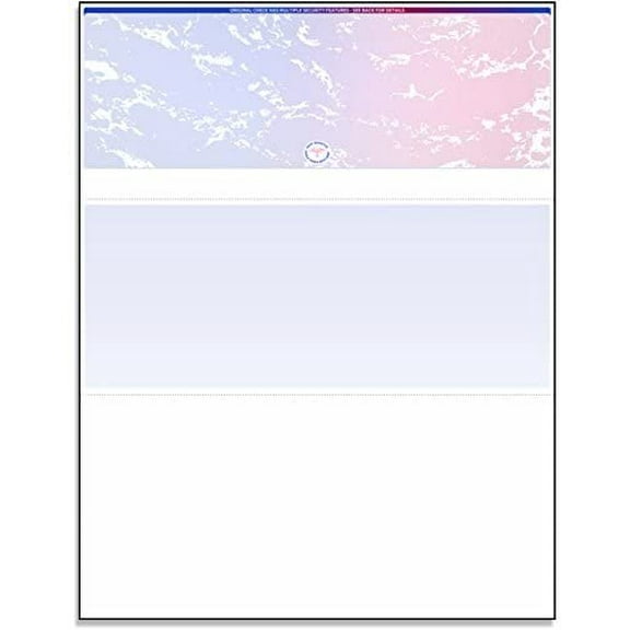 Blank Laser/Ink Jet Prismatic Red/Blue Laser Check Stock - Check On The Top, for Versacheck, Quick-Books, and Other Check Writing Software 100 Per Pack