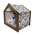 thumbnail image 1 of Gothic Pet House, Day of the Dead Inspired Human Skulls Design with Colorful Flowers Mexican Tradition, Outdoor & Indoor Portable Dog Kennel with Pillow and Cover, 5 Sizes, Multicolor, by Ambesonne, 1 of 5