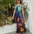 thumbnail image 3 of Halloween Ghosts Horror Pumpkin Art Sleeveless Dress Women's Summer Suit Dresses for Women 2025 Luxury Party Dress, 3 of 7