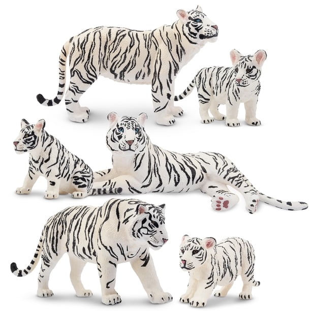 Figuras de animales Toymany White Tigers Family, 6 unidades
