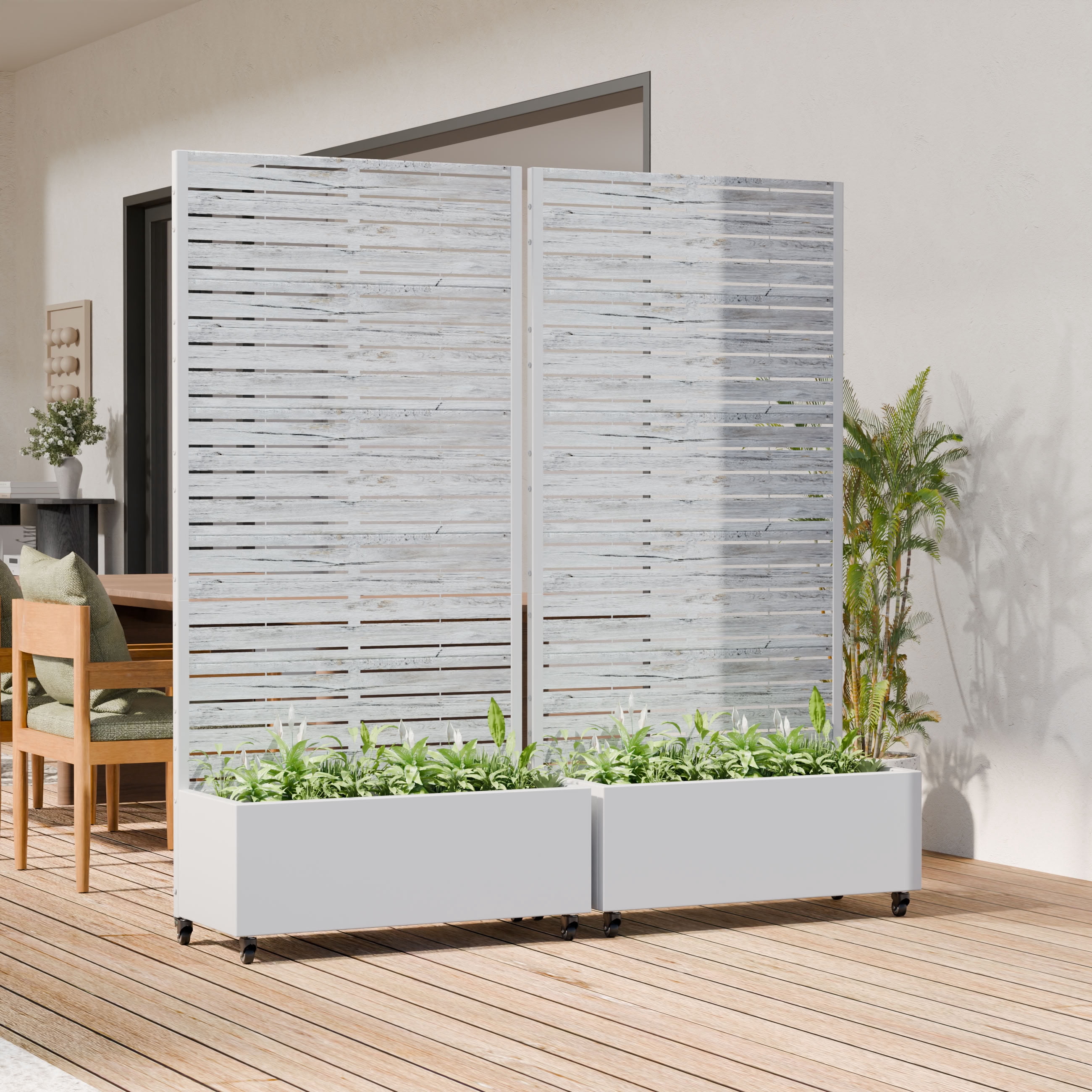 MAYEERTY 72*35in Outdoor Metal Planter Box, Thick Metal Garden Planter, Decorative Patio Planter for Patio, Balcony, Yard