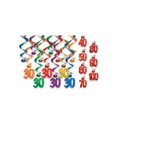 Beistle 53560-90 17.5 à 32 Po. 90 Tourbillons, Couleurs Assorties - Lot de 6