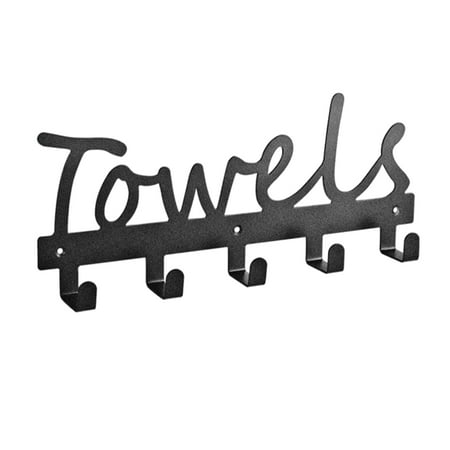 

For Clothes Robes Towel Rack Iron Art Wall Mounted With Screws 5 Hooks