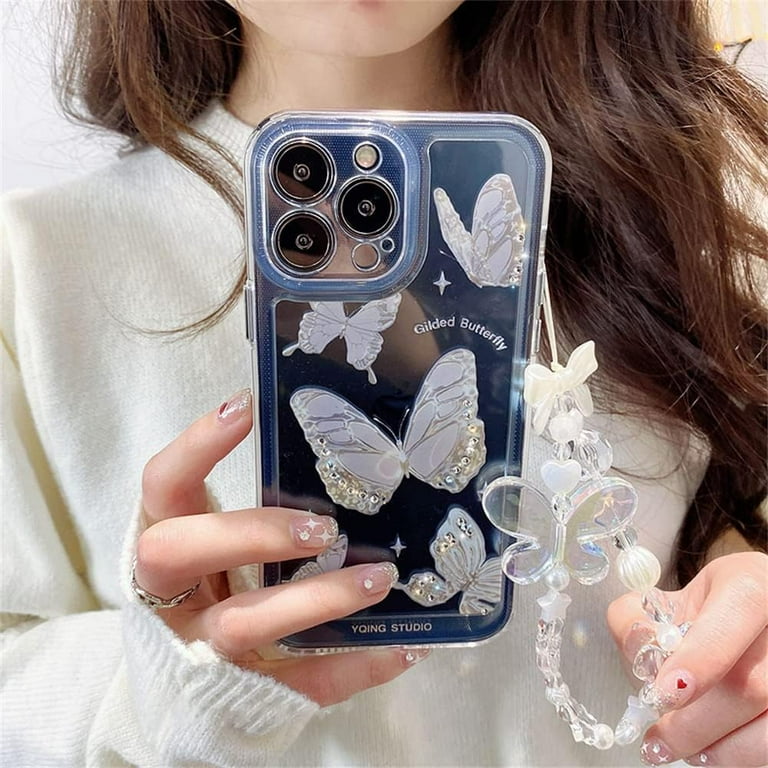 Compatible for iPhone 14 Pro Max Case Cute Butterfly Pattern Clear Design  Aesthetic Women Teen Girls Glitter Pretty Crystal Sparkle Sparkly Phone ...