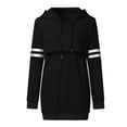 thumbnail image 4 of Lady Maternity Stripe Print Patchwork Nursing Breastfeeding Hoodie Sweatershirt, 4 of 4