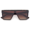 thumbnail image 2 of Newbee Fashion One Piece Flat Lens Oversized Fashion Sunglasses for Women, Rectangle Flat Top Wind Shield Composite Frame,Square Retro Rimless, Pins Decorations, UV 400, Tortoise Frame Smoke Lens, 2 of 2