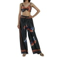 thumbnail image 4 of Mialoley Women Clothes Set, White Butterfly Printed Pattern Tops and Long Pants, 4 of 10