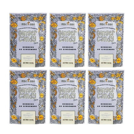 Gem Gem All Natural Chewy Ginger Candy 35.44g, 1.25oz Pack of 6 Ginger