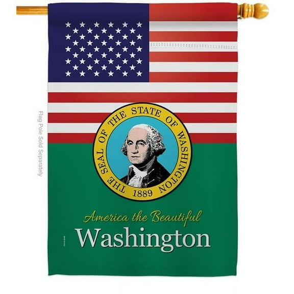 Americana Home & Garden H140599-BO 28 x 40 in. USA Washington American State Vertical House Flag with Double-Sided Decorative Banner Garden Yard Gift