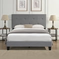 thumbnail image 2 of Tcbosik Full Size Bed Frame with Button Tufted Headboard, Upholstered Platform Bed, 500lbs Capacity, Wood Slat Support, Easy Assembly (Linen, Grey), 2 of 5