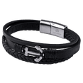 thumbnail image 2 of Pulsera Hombre de Ancla LUCKMAN, Piel Vegana y Acero Inoxidable, Modelo Liam negro UNITALLA, 2 of 7