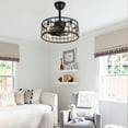 thumbnail image 3 of 18" Caged Ceiling Fan with Light Remote Control Reversible Blades 3 Speeds Modern Indoor Lighting Fixture, 3 of 4