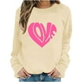 thumbnail image 6 of Enjoytime Valentine Sweatshirt for Women Lover Heart Printed Long Sleeve Tops Lightweight Fashion Casual Crew Neck Sweatshirts Beige L, 6 of 8
