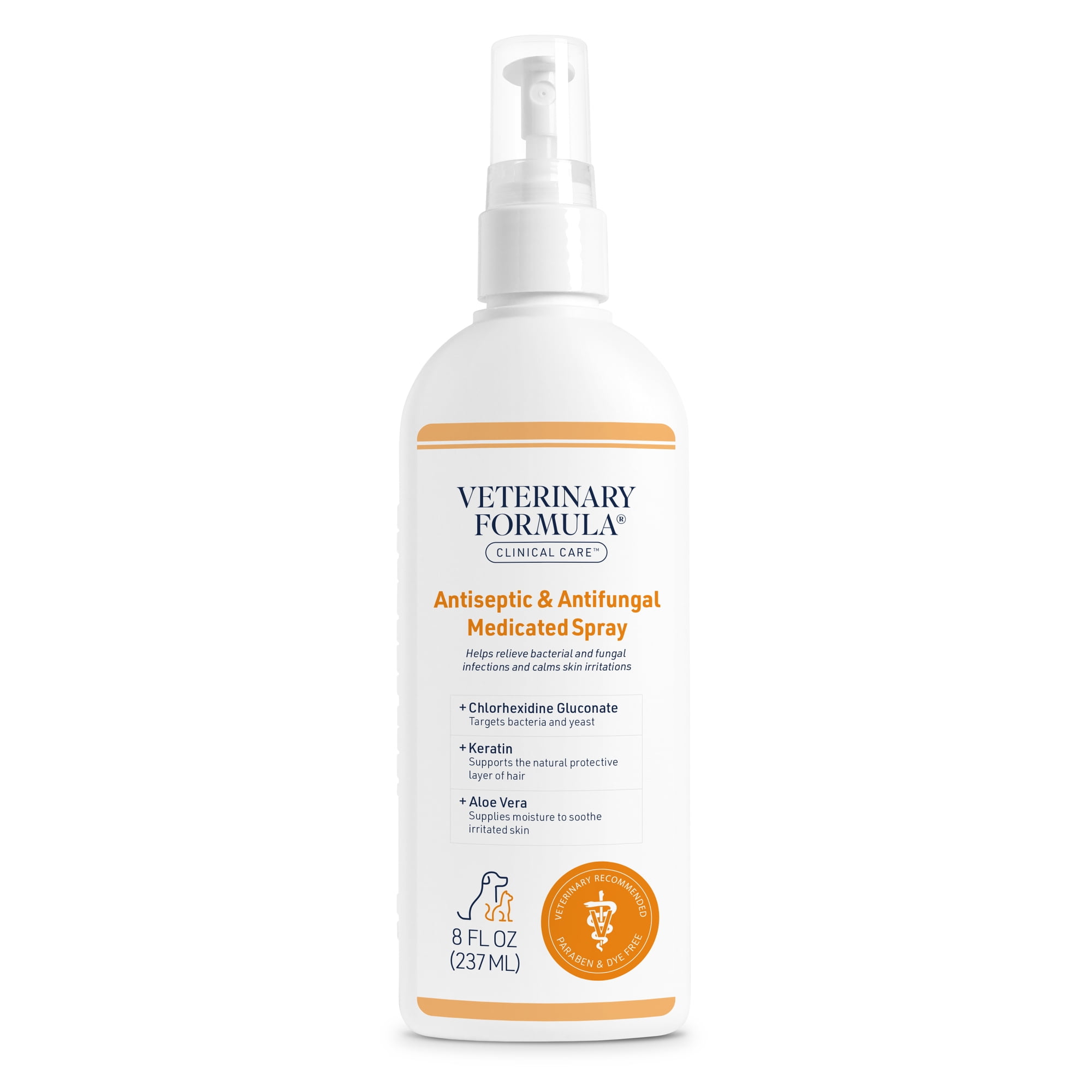 Veterinary Formula Clinical Care Medicated Antiseptic & Antifungal Spray for Dogs and Cats, 8 fl oz, Effective Skin Infection Relief