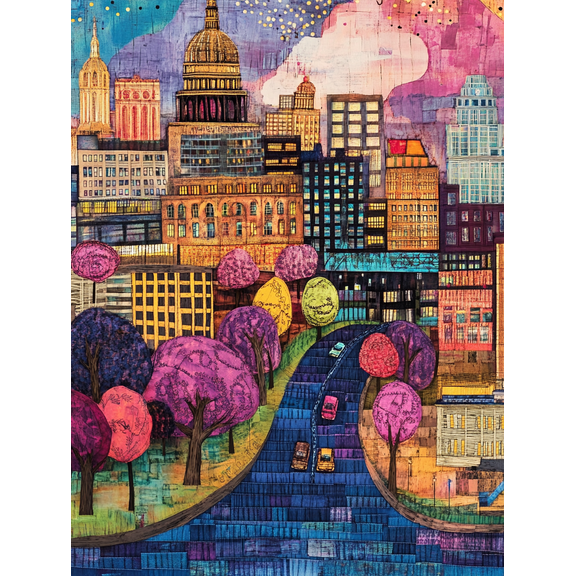 Cityscape Canvas Wall Art/Decorative Painting，Suitable for Living Room，Office，Hallway，Dining Room Decoration.