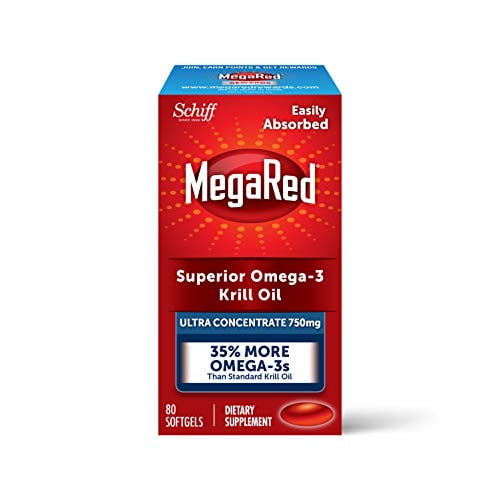 750mg Omega-3 Krill Oil Supplement, MegaRed Ultra Strength Softgels (80 Count in a Box), Has No Fishy Aftertaste and Has EPA & DHA Plus Antioxidant Astaxanthin