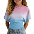 thumbnail image 5 of Girls Tshirts Summer Tops Short Sleeves Solid Color Tees Casual Crew Neck Basic Tees for Kids Sky Blue 7-8years, 5 of 6