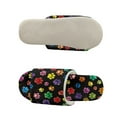 thumbnail image 5 of COEQINE Paw Colorful Fall Slippers for Women, Fuzzy Slides Indoor Warm Fluffy Slides Cute House Slippers Open Toe Machine Washable Slip On Bedroom Sandals for Ladies, 44-45, 5 of 7