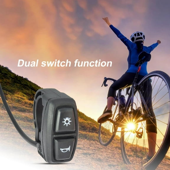Joernso Bicycle Switch Sensitive 2 in 1 Non-slip Black E-bike Horn Headlight Combination Switch Button Bike Accessories for Outdoor