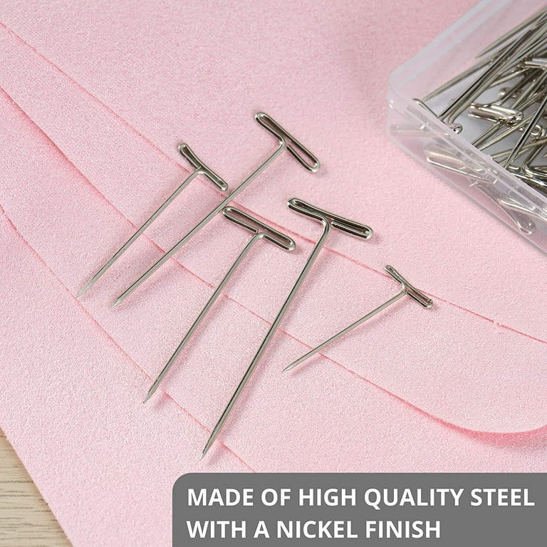 200Pcs T Pins, 2 inch Sewing Pins, Stainless Steel Wig Pins for Wigs,  T-pins for Foam Head, Long Straight Pins for Sewing, Craft, Quilting and