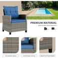 thumbnail image 4 of Vongrasig 3 Pieces Patio Furniture Set Small Outdoor Wicker Rattan Front Porch Bistro Set Cushioned Patio Chairs Conversation Set with Glass Table for Lawn, Garden, Backyard, Balcony, Blue, 4 of 18