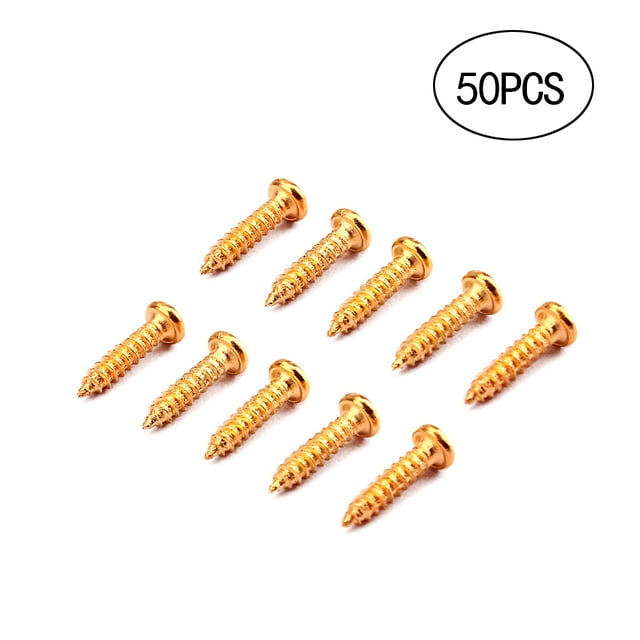 50 PCS/Set Tuning Peg Screws Tuning Key Machine Heads Tuner Mounting Screws for Electric /Acoustic Guitar Bass (Golden)