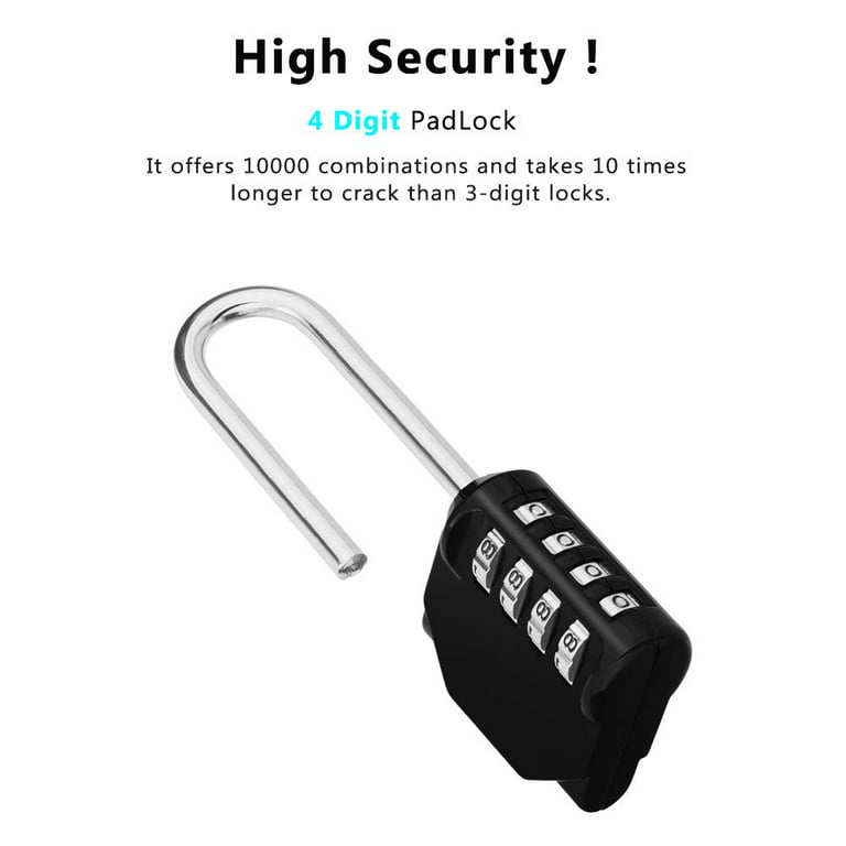 DELSWIN 4-Digit Combination Lock Outdoor Padlock - Heavy Duty Locker Lock with Hardened Steel Shackle, Waterproof Combo Lock for Gym Locker, Hasp