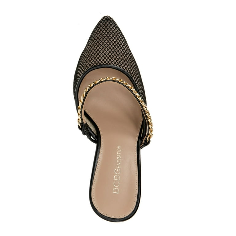 BCBGENERATION Womens Black Chain Padded Havinda Pointed Toe BCBGENERATION Womens Black Chain Padded Havinda Pointed Toe