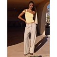 thumbnail image 5 of Women's One Shoulder Asymmetric Strapless Tube Fitted Y2k Tank Going Out Outfit Top Light Yellow S, 5 of 9