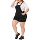 thumbnail image 1 of Plus Size Overalls Denim Pants for Women Roll Hem Chambray Shorts Pants Black 4X, 1 of 5