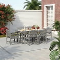 thumbnail image 5 of Erinnyees 7-Piece HDPE Outdoor Dining Set, 66.9" Marble Texture Patio Table with Umbrella Hole, and 6 All-Weather Chairs for Yard Deck Porch, Gray, 5 of 9