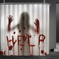thumbnail image 3 of Halloween Shower Curtain - Bloody Horror Bath Curtains 72x72 Inches Waterproof Fabric with 12 Hooks for Home Bathroom Halloween Party Scary Decorations, 3 of 5