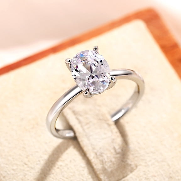 Faty-T 925 Sterling Silver Engagement Rings Oval Cut Solitaire Cubic Zirconia CZ Wedding Promise Rings for Her Wedding Bands for Women