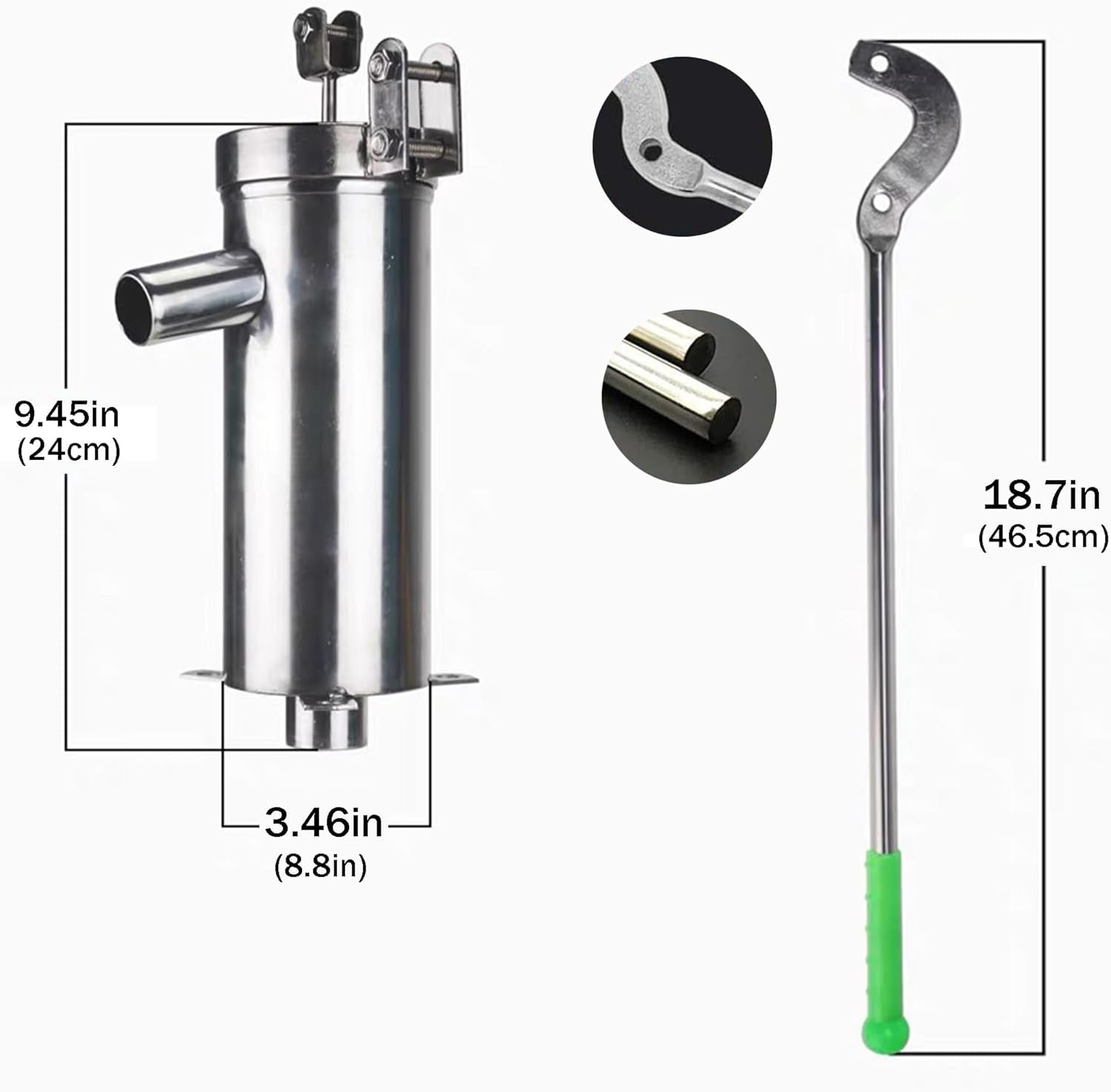Well Pump,Deep Well Pump,Stainless Steel Manual Water Pump,Durable Pitcher for Groundwater Extraction,Ideal for Home Garden,Yard and Farm Use,Suction range 32 Feet/10 Meters