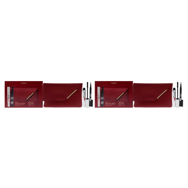 ¡Vamp! y Skinny Liner Set de Pupa Milano para mujer - ¡Vamp de 3 piezas de 0,32 oz! Máscara de pestañas - 100 negro, delineador delgado de 0.034 oz, bolsa práctica - Paquete de 2