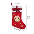 thumbnail image 3 of yulier 17.7 Inches Large Christmas Stockings Dog Paw Snowflake Print Christmas Stockings with White Knitted Cuff, Candy Gift Bag Socks Xmas Stockings Decorations with Plaid Bow and Bell, Red, 3 of 4