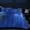 thumbnail image 2 of 7 Piece All Season - Satin Comforter Set (Comforter + Flat Sheet + Fitted Sheet 19'' + 4 Pillowcases) 600 GSM Comforter Sheet Set Wrinkle Fade Free for All Seasons( California King Size,Royal Blue ), 2 of 3