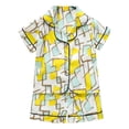 thumbnail image 1 of Ensemble de Pyjamas en Satin pour Filles Manches Courtes Imprimées Ensemble de Hauts Boutonnés Pyjamas Classiques Pyjamas pour Filles Garçons Filles Mode, 1 of 3
