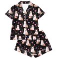 thumbnail image 6 of Cute Halloween Pjs Set for Women Lovely Ghost Pumpkin Printed Collar Short Sleeve Shirt With Elastic Shorts Smooth Milk Silk 2 Piece Set Halloween Party Loungewear Gift, 6 of 6