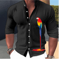 thumbnail image 2 of Camisa de moda para hombre nueva con estampado 3D de loro, camisa de manga larga con cuello alto, ropa informal de calle, ropa de diseñador informal en 5 colores, 2 of 4